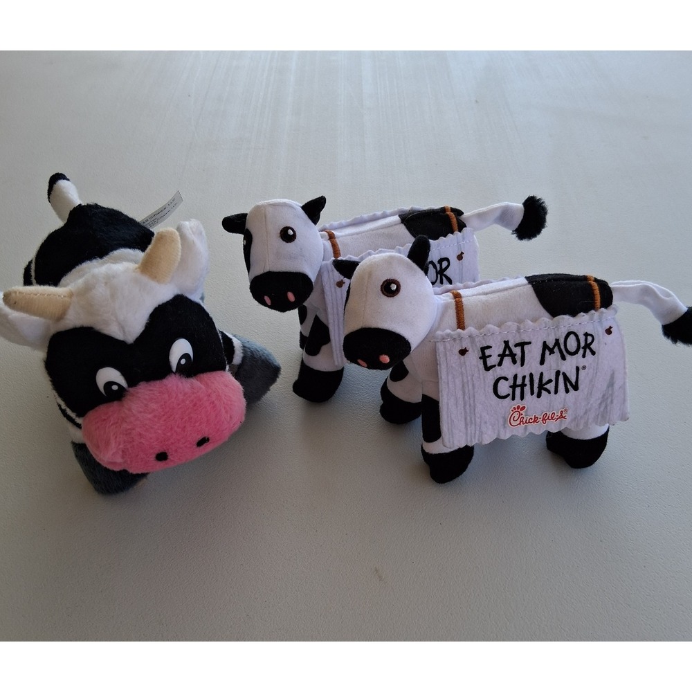 Chick-fil-A Plush Cow Lot of 3 Eat Mor Chikin Advertising Stuffed Animal